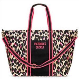 Victoria's Secret Leopard Print Travel Bag - Black and Pink